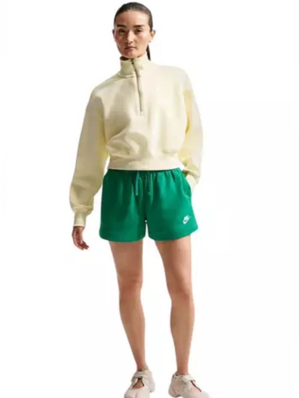 WOMENS NIKE CLUB FLEECE MID-RISE SHORTS GREEN SMALL - Picture 3 of 7